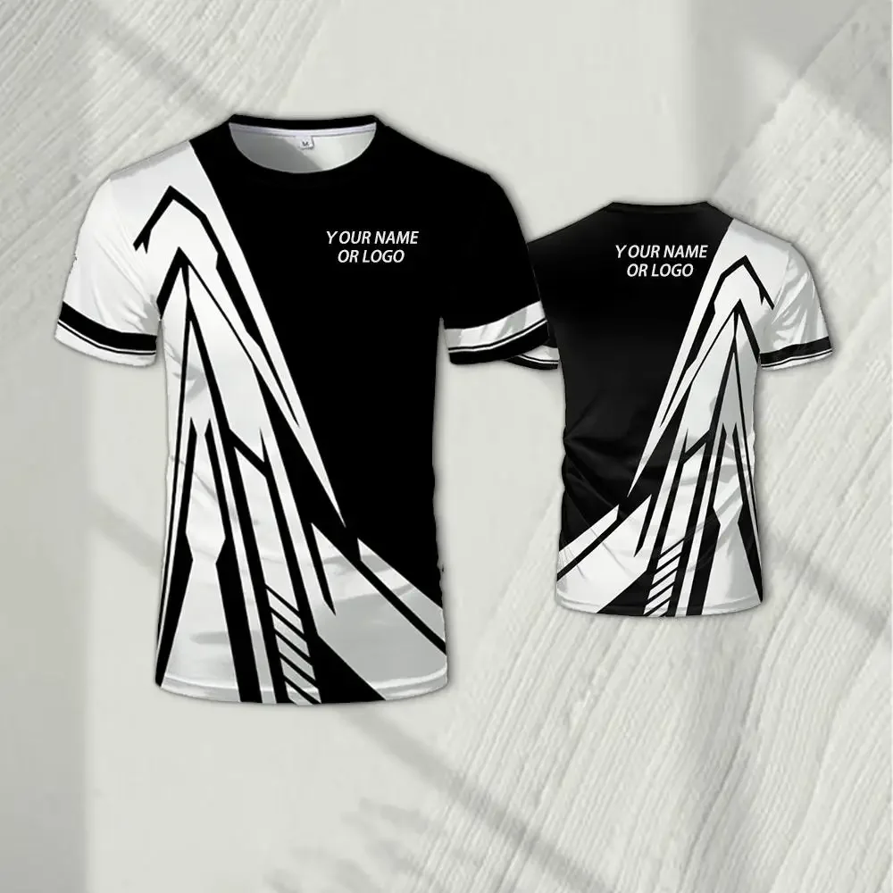 Esports Gaming Team - เสื้อทีมอีสปอร์ตพิมพ์ลาย 3 มิติ พร้อมชื่อและโลโก้ทีม เสื้อคอกลมทันสมัยสำหรับเล่นเกม