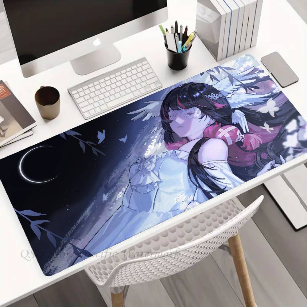 Esports Gaming Laptop - อะนิเมะโคลัมบีน่า จี-เก็นชิน อิมแพ็คแผ่นรองเมาส์กันลื่นเหมาะสำหรับคอมพิวเตอร์สำนักงานแล็ปท็อปเกมอีสปอร์ตแผ่นรองโต๊ะ XXL คีย์บอร์ด