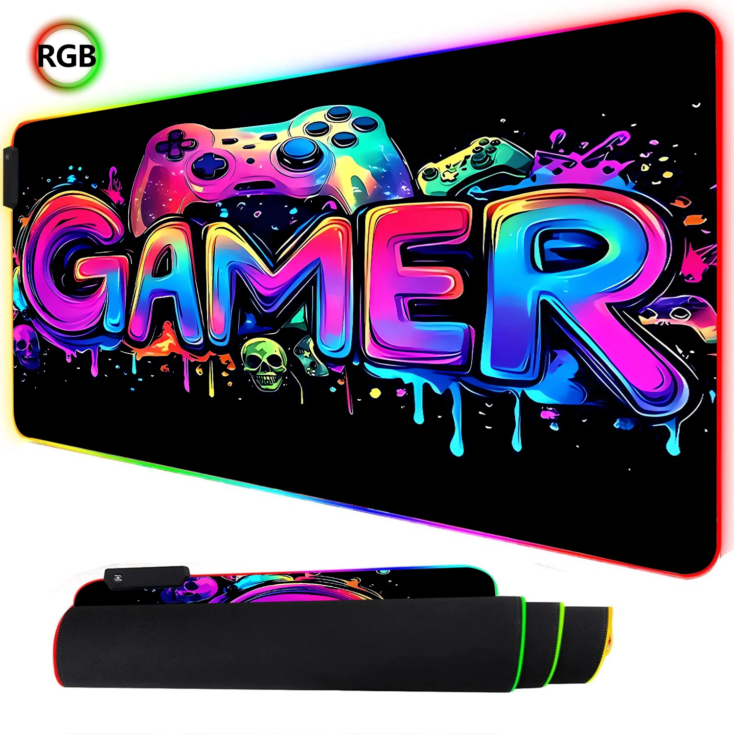 Esports Gaming Stocks - RGB Neon Gaming Controller Art Mouse
